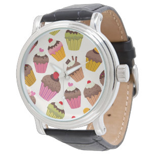 Cupcake Patroon, Muffin Patroon, Chocolade, Hartje Horloge