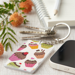 Cupcake Patroon, Muffin Patroon, Chocolade, Hartje Sleutelhanger