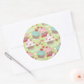 Cupcake-patroon Ronde Sticker (Envelop)