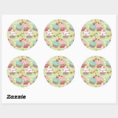 Cupcake-patroon Ronde Sticker (Vel)