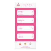 Cupcake Pink Menu & Tarifs Carte Rack (Devant)