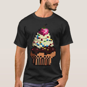 Cupcake Pixel 8 bit Retro Hongerige Byte Game Cake T-shirt