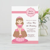 Cupcake Princess Birthday Uitnodiging (Staand voorkant)