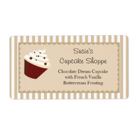 Cupcake product labels, zachte mokka strepen etiket