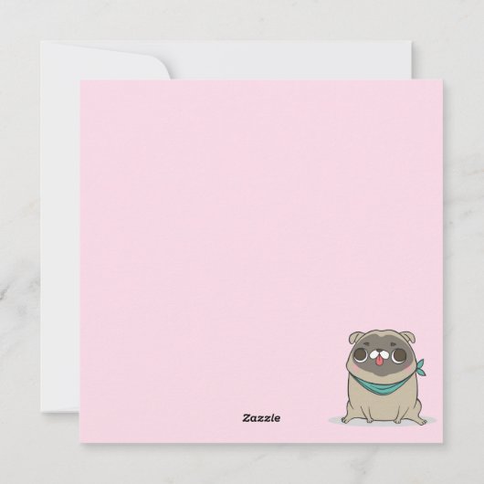 Cupcake Pug Feestdagenkaart (Achterkant)