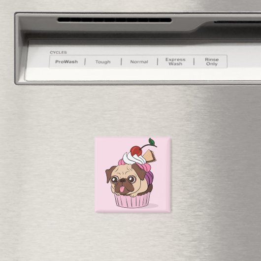 Cupcake Pug Magneet (Insitu (Vaatwasser))
