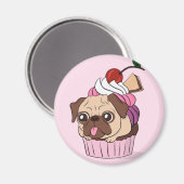 Cupcake Pug Magnet Magneet (Voorkant / Achterkant)