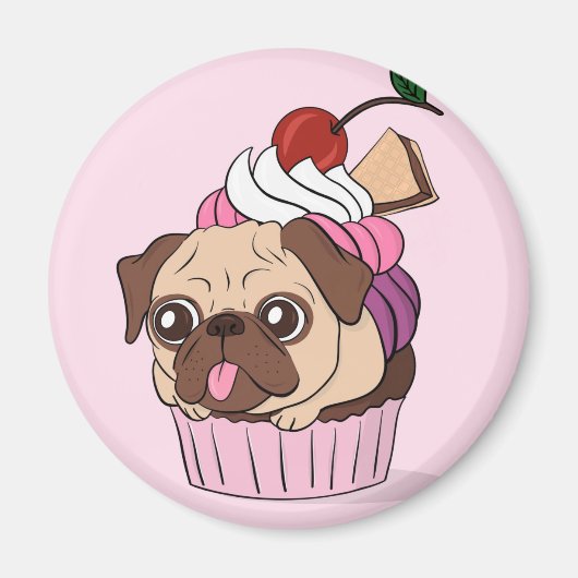 Cupcake Pug Magnet Magneet (Voorkant)