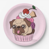 Cupcake Pug Papieren Bordje (Voorkant)