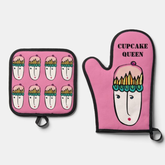 Cupcake Queen Ovenwant & Pannenlap Set (Voorkant)