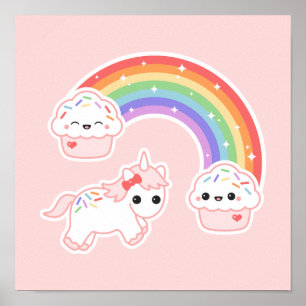 Cupcake Rainbow Unicorn Poster