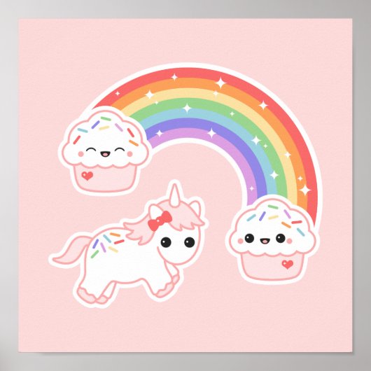 Cupcake Rainbow Unicorn Poster (Voorkant)