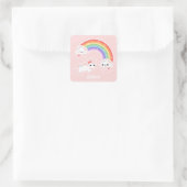Cupcake Rainbow Unicorn Vierkante Sticker (Tas)