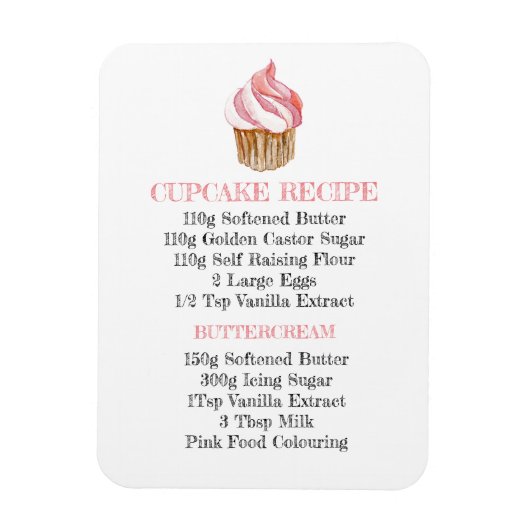CUPCAKE RECIPE KITCHEN FLEXIBELE FRIDGE MAGNET MAGNEET (Verticaal)