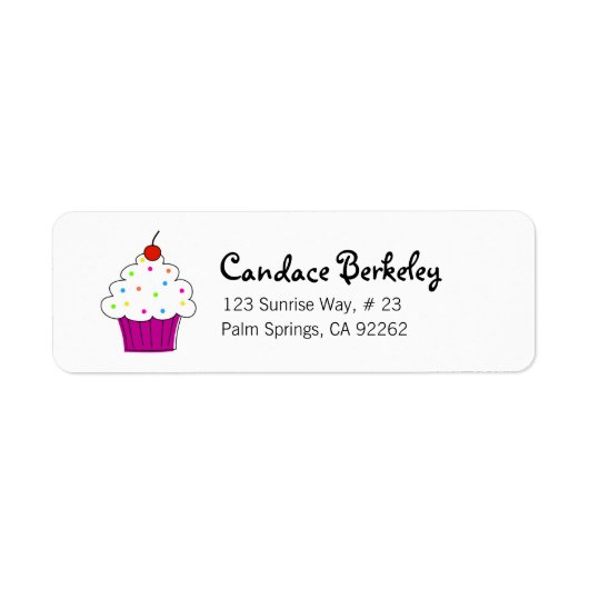 Cupcake retouradreslabels etiket (Voorkant)