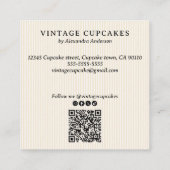  cupcake retro bakkerij vierkante visitekaartje (Achterkant)