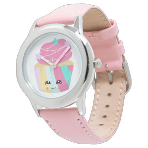 Cupcake - Roestvrijstalen lederen riem Horloge
