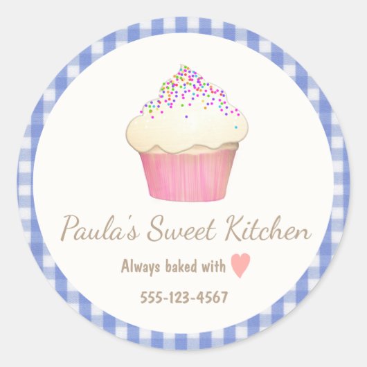 Cupcake Ronde Sticker (Voorkant)