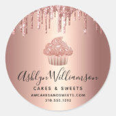 Cupcake Roos Gold Copper Drift gebak Chef Bakery Ronde Sticker (Voorkant)