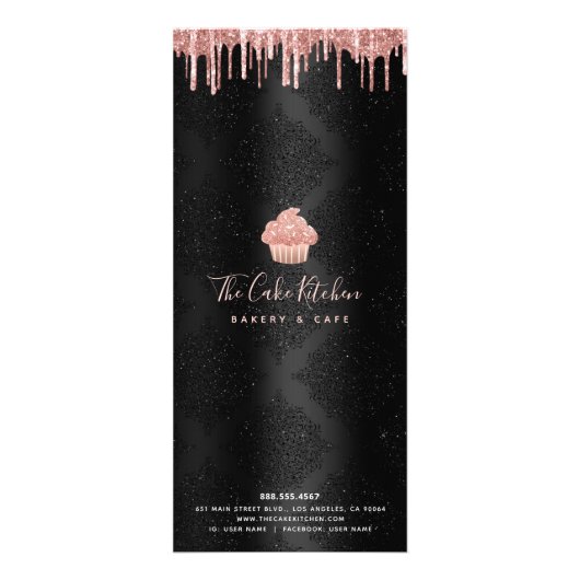 Cupcake Roos Gold Glitter Bakery Chef Black Menu (Achterkant)