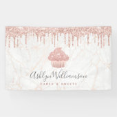 Cupcake Roos Gold Glitter Drift marmer Bakery Chef Spandoek (Horizontaal)