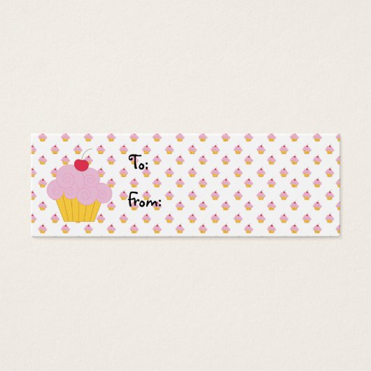 Cupcake rose Anniversaire Tags cadeaux (Devant)