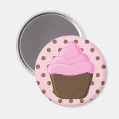 Cupcake rose avec aimant Pois rose (Recto/Verso)
