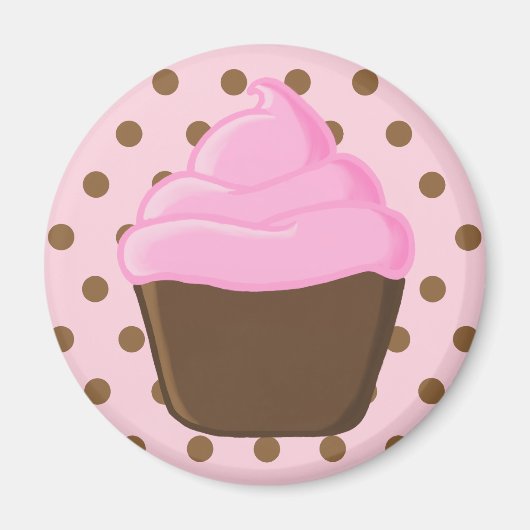 Cupcake rose avec aimant Pois rose (Devant)