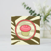 Cupcake rose B jour Invitation - Zebra Brown Impri (Debout devant)