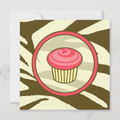 Cupcake rose B jour Invitation - Zebra Brown Impri (Devant)