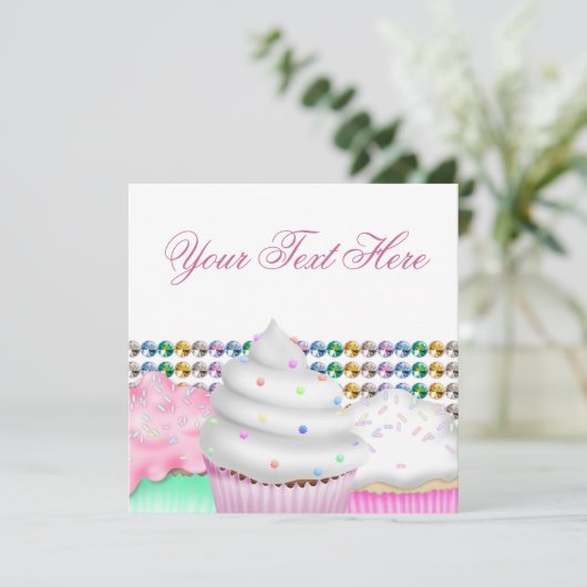 Cupcake Rose Candy Buffet Party Invitation (Debout devant)
