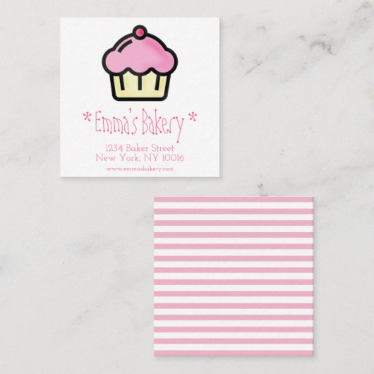 Cupcake rose - Cartes de visite de boulangerie per (Devant / Derrière)