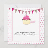 Cupcake rose Faire-part bébé (Dos)