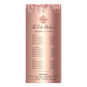 Cupcake Rose Gold Koper Glitter Bakkerij Chef Menu (Voorkant)
