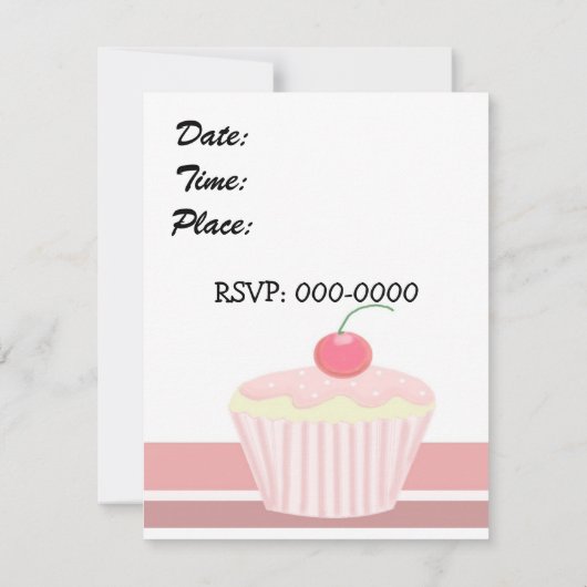 Cupcake rose Invitation d'anniversaire (Dos)