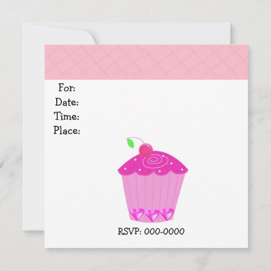 Cupcake rose Invitation d'anniversaire (Dos)