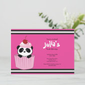 Cupcake rose Panda Invitation à la fête d'annivers (Debout devant)