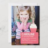 Cupcake rose photo Invitation d'anniversaire (Devant)