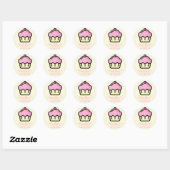 Cupcake rose - Stickers boulangerie personnalisée (Feuille)