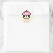 Cupcake rose - Stickers boulangerie personnalisée (Sac)
