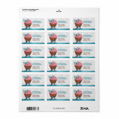 Cupcake rose Turquoise Butterfly Étiquettes de adr (Feuille entière)