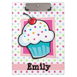 Cupcake, roze, blauw, groen, polka stippen klembord