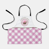 Cupcake Roze en Wit Plaid Aangepaste Naam Schort (Voorkant)