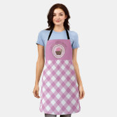 Cupcake Roze en Wit Plaid Custom Name Schort (Gedragen)