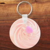 Cupcake roze frosting snoep hart schattig sleutelhanger (Voorkant)
