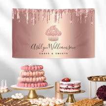 Cupcake Roze Goud Glitter Druppels Bakkerij Gebak 