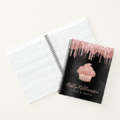 Cupcake Roze Goud Glitter Druppels Zwart Bakkerij  Notitieboek (Binnen)