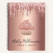 Cupcake Roze Goud Koper Glitterslierten Bakkerij C Notitieboek (Voorkant)