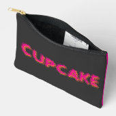 Cupcake Roze Zwart Aangepaste Tekst Etui (Open)