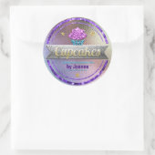Cupcake Sales Shiny Glitter Ronde Sticker (Tas)